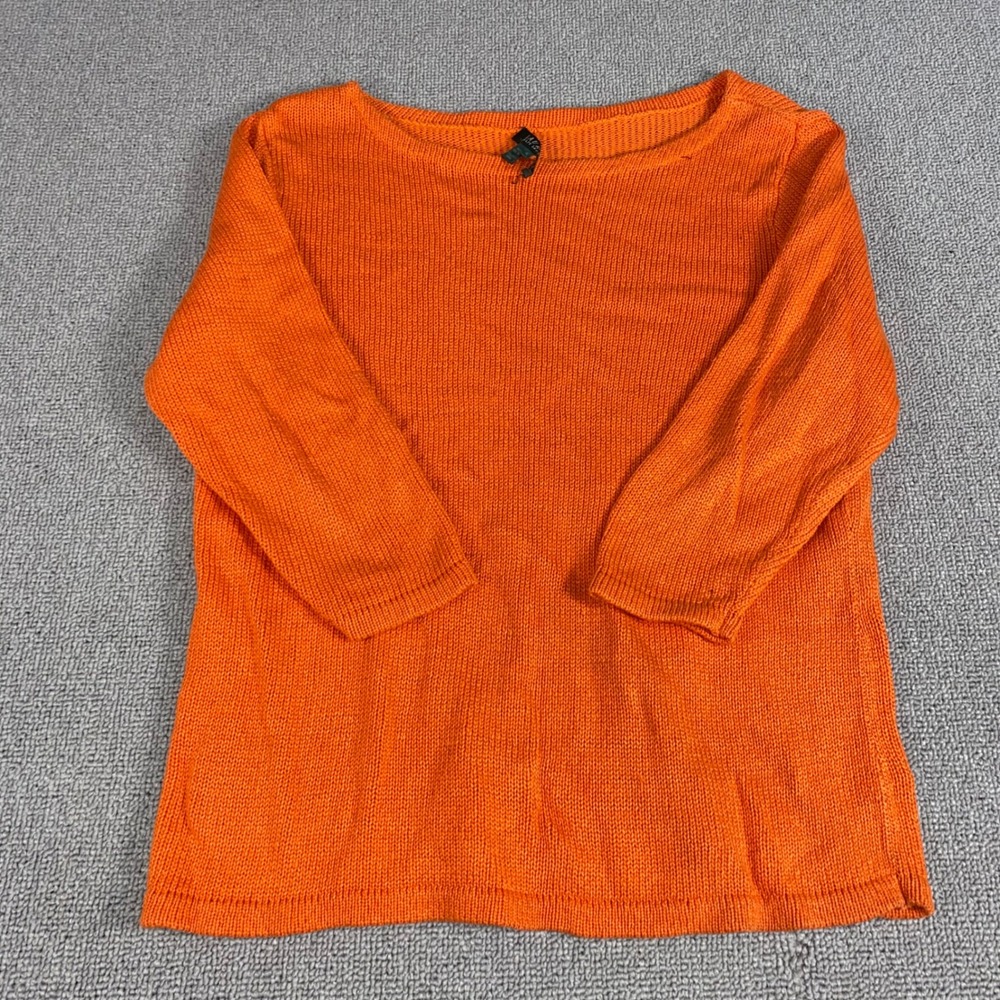 Lauren Ralph Lauren Sweater Womens XL Orange Boat Neck 3/4 Sleeve Cotton Knit